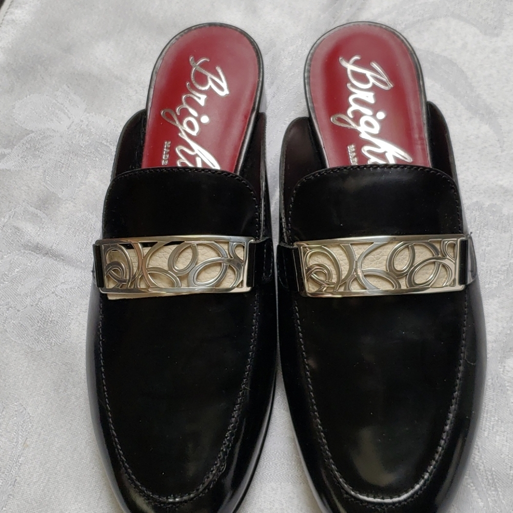Brighton Black Leather Mules
